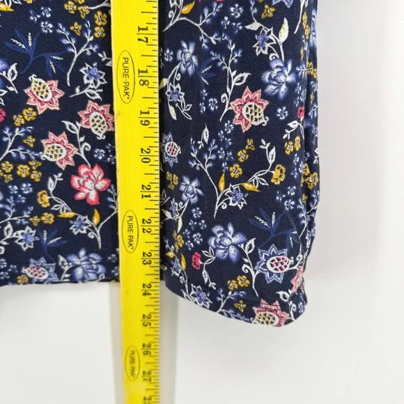Lauren Ralph Lauren Womens Medium Navy Blue Floral Knit Short Sleeve Top - Picture 5 of 6